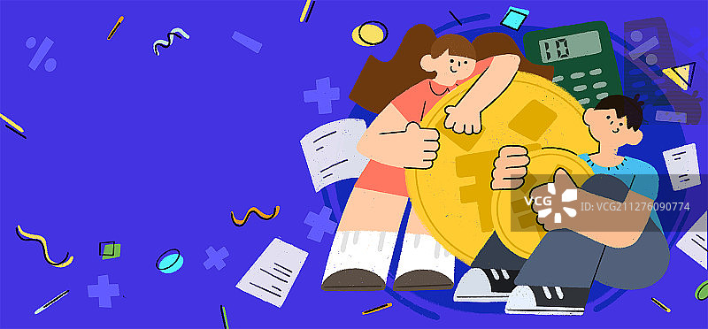 金融理财卡通扁平人物材质插画图片素材