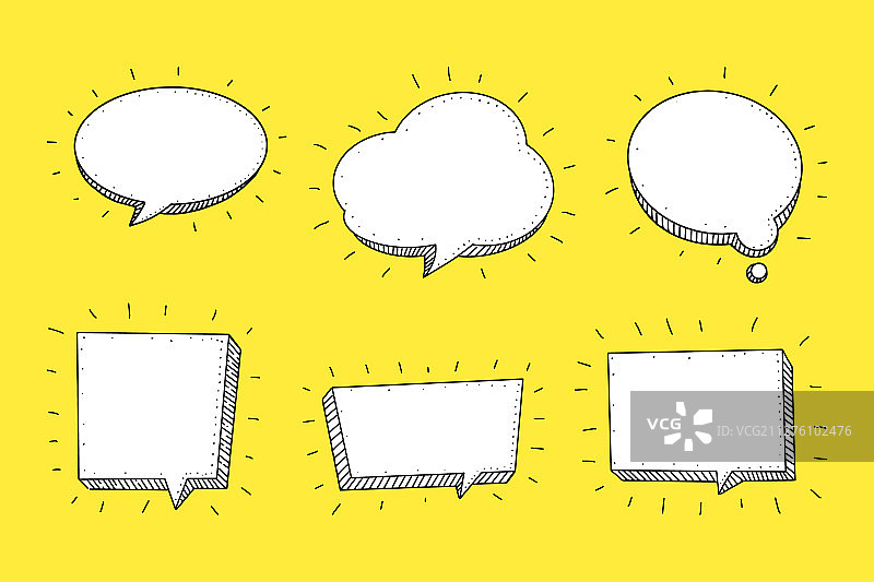 手绘草图风气泡套装图片素材