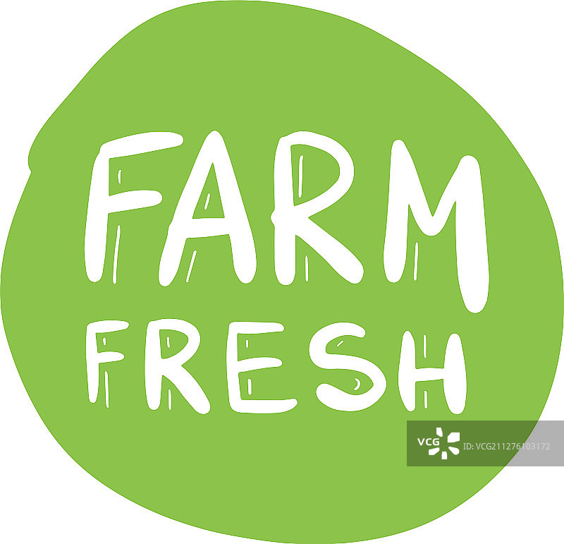 绿色农场新鲜标签彩绘徽章图片素材