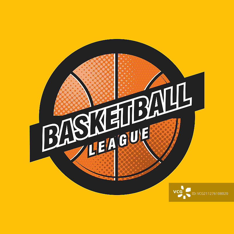 篮球联赛logo与球类运动徽章图片素材