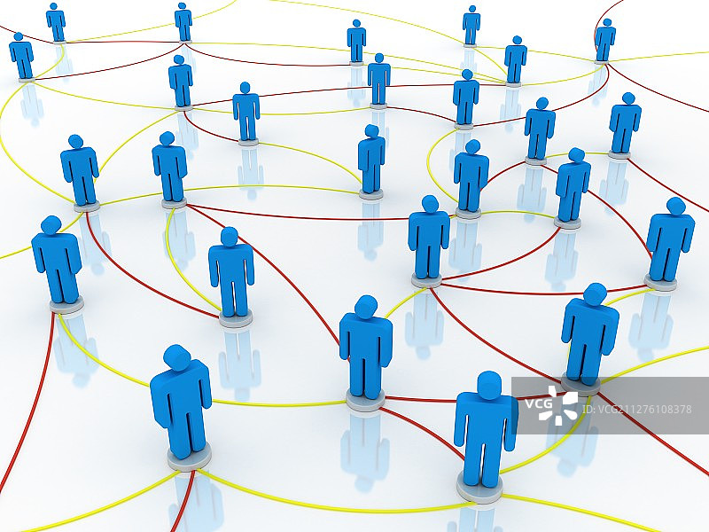 社交网络图 - 3D渲染图图片素材