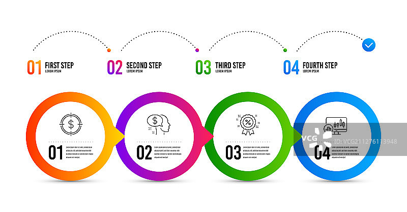 支付美元目标和折扣图标集图片素材