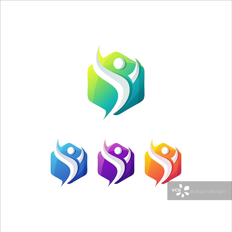 渐变人群标志设计图片素材