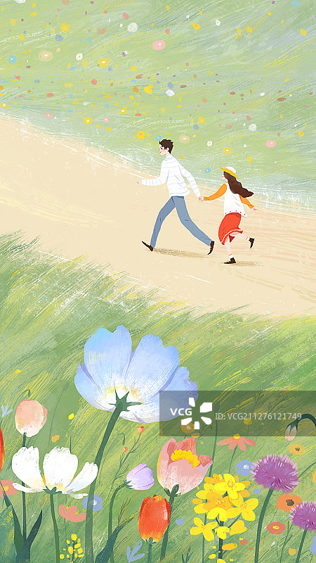 漫步花丛图片素材