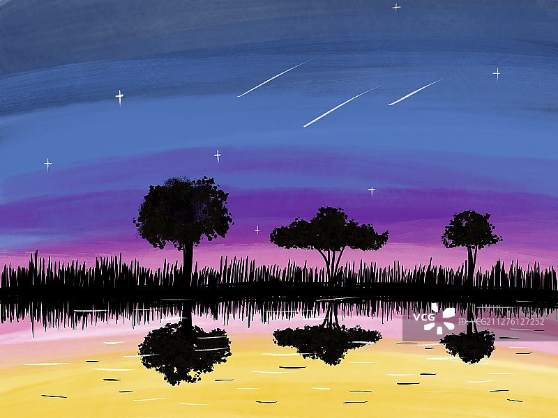 插画：风景剪影背景画图片素材