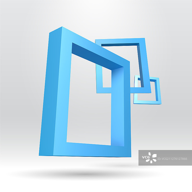 三个蓝色矩形3D框架图片素材