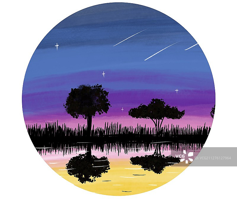 插画：星空背景手绘画图片素材