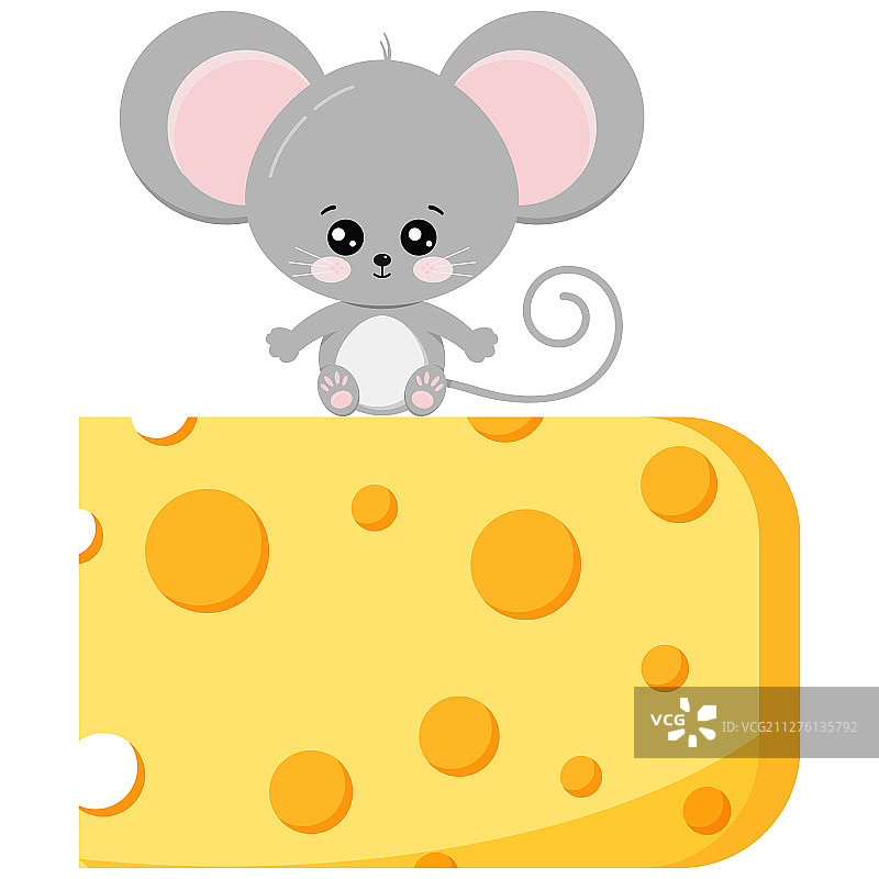 奶酪上的可爱竹鼠扁平风格图片素材