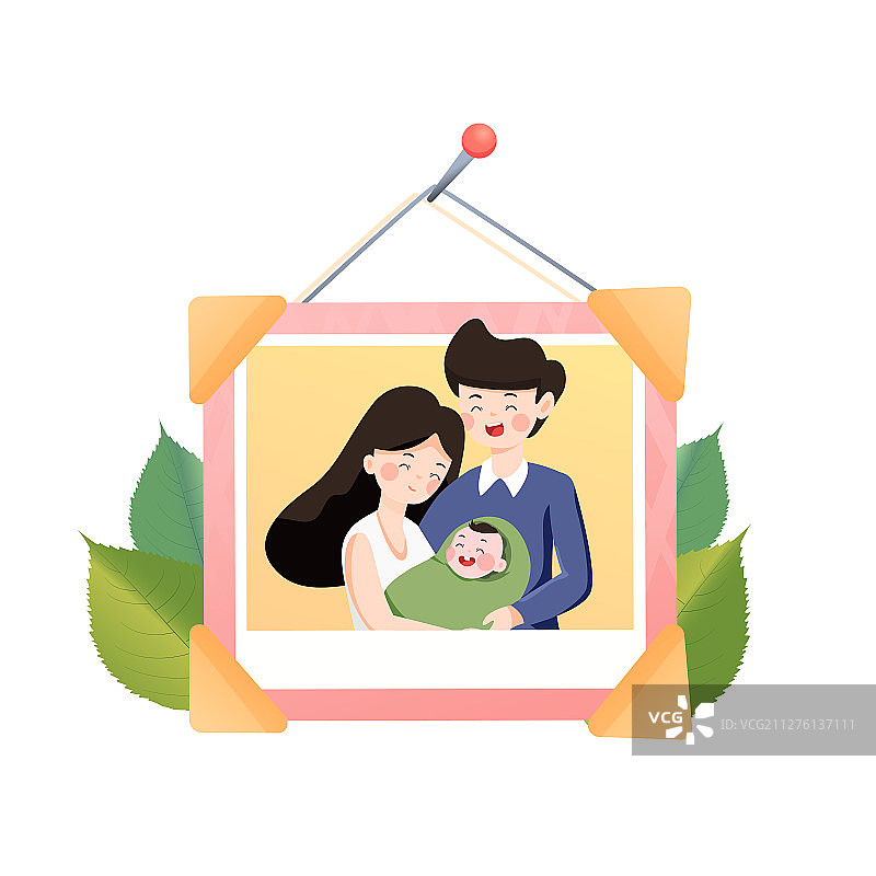 卡通母亲节亲子全家福验孕棒日历纪念日矢量插画图片素材