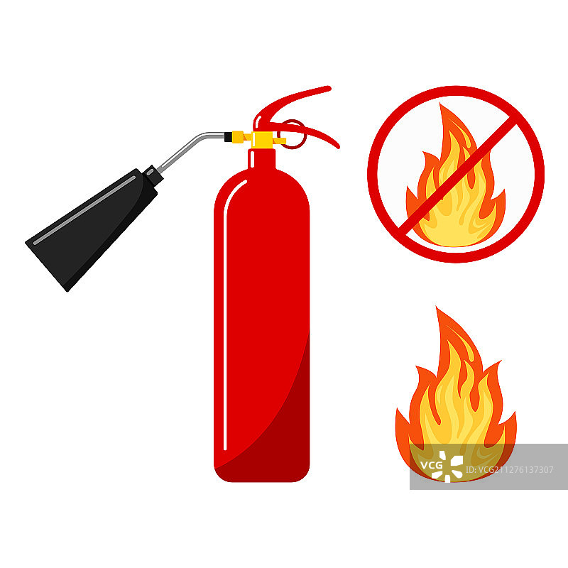带喷嘴轮廓的红色灭火器图标图片素材
