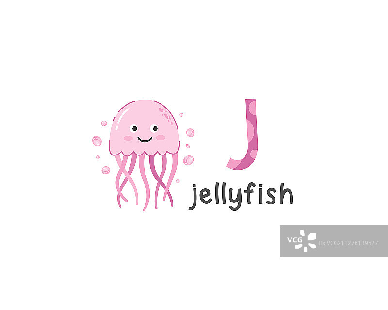 字母J和水母图片素材
