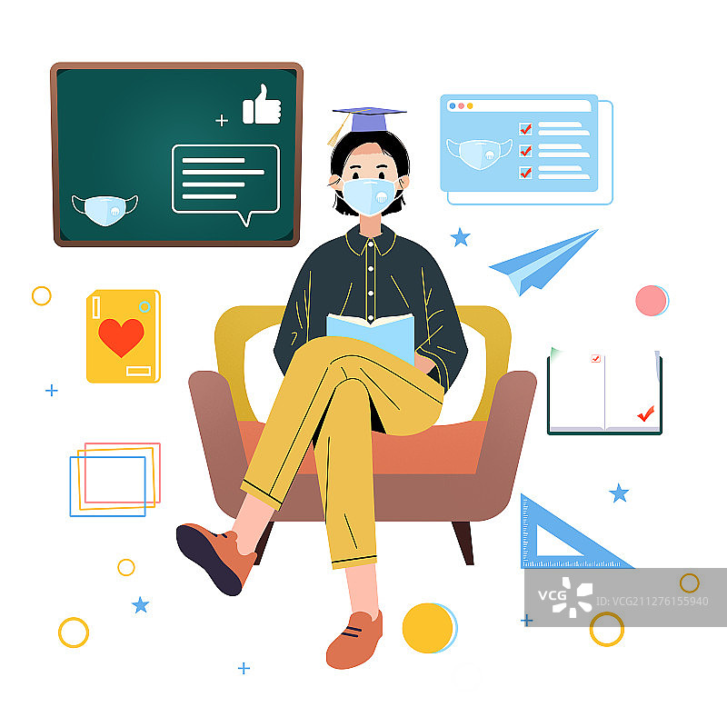 在家读书学习的女孩图片素材