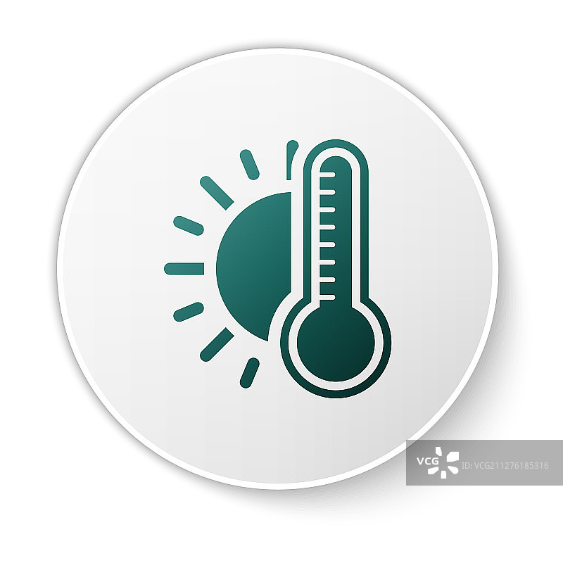 绿色温度计与太阳图标（白色背景）图片素材