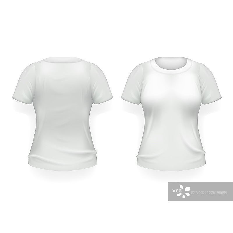 女式T恤正面背面白色模板图片素材