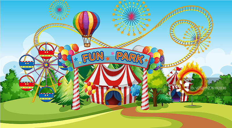 带摩天轮的游乐园图片素材
