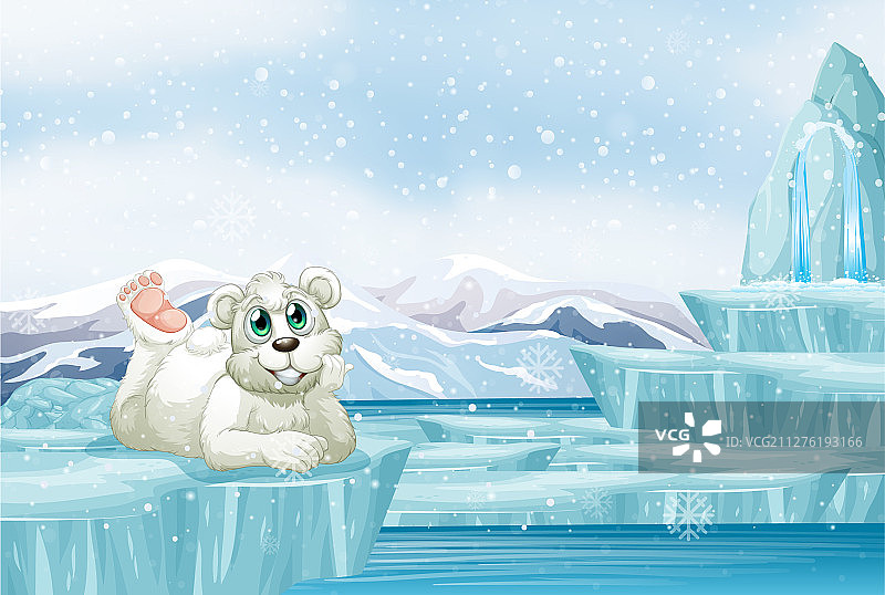 冰上可爱北极熊场景图片素材