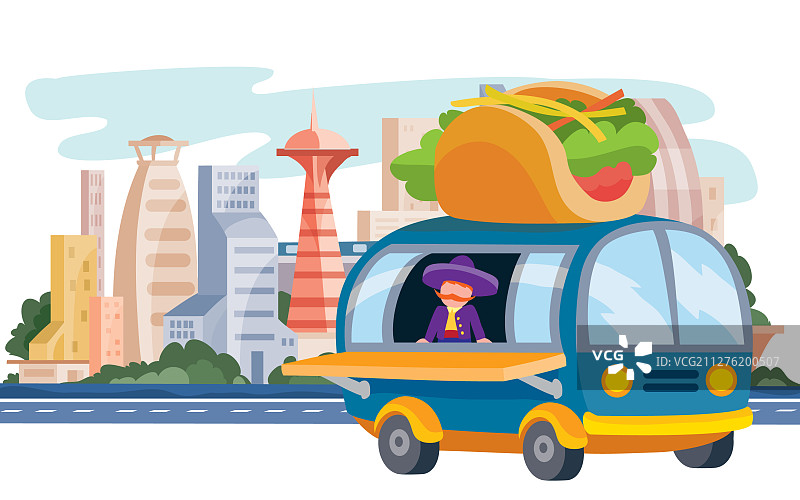 街头小吃快餐玉米饼卡车图片素材