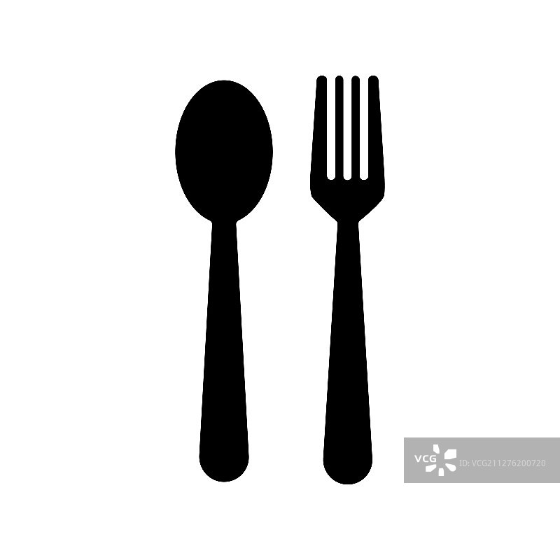 勺子和叉子餐厅图标扁平风格EPS10图片素材