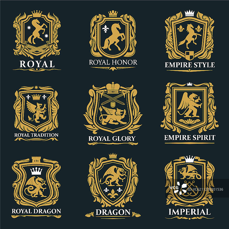 皇室纹章狮子和马动物图片素材