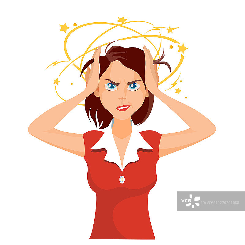 工作中感到压力和沮丧的女商人图片素材