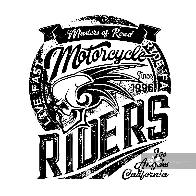 骑行者俱乐部骷髅翅膀徽章图片素材