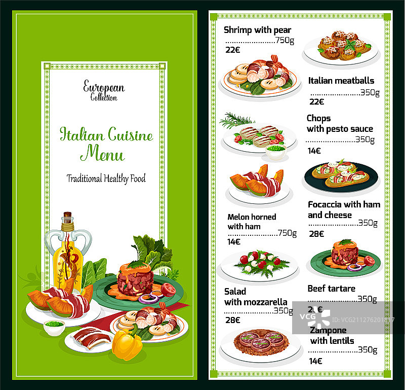 意大利传统美食餐厅菜单菜肴图片素材