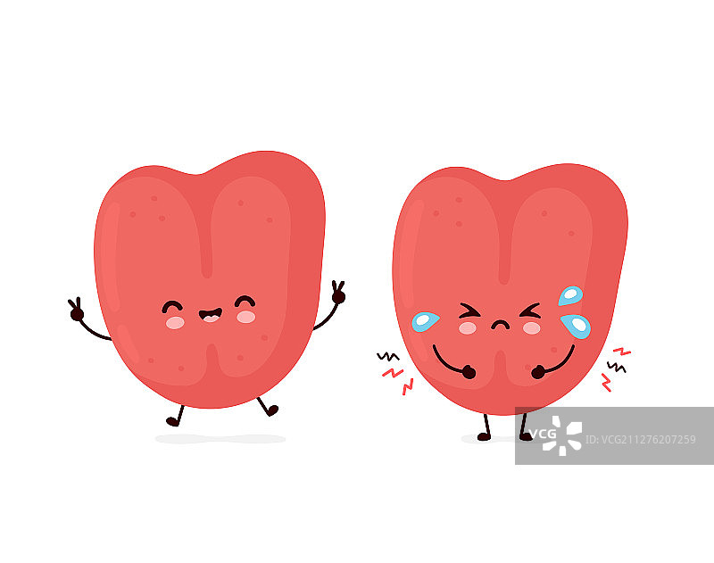 可爱微笑的生病舌头，表情喜悲图片素材