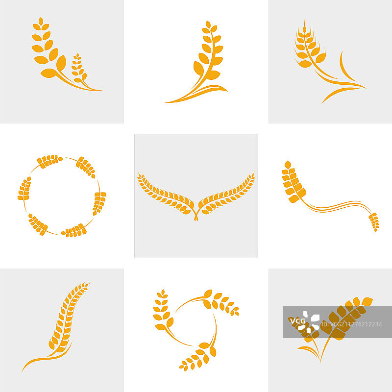奢华农业小麦Logo模板套装图片素材