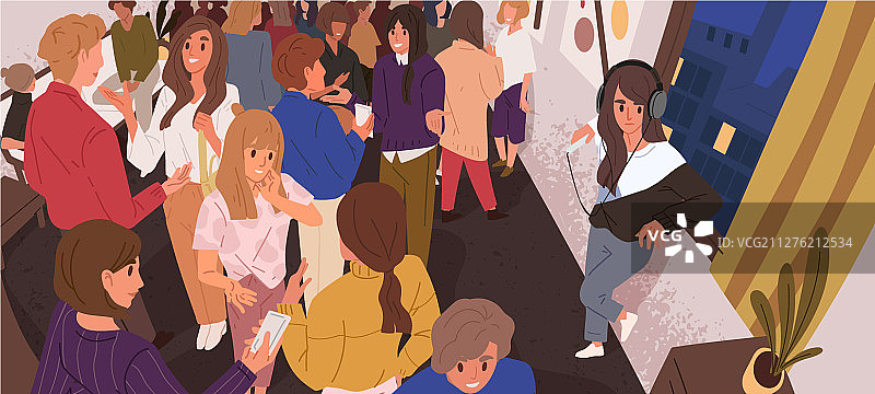 人群中的不适感扁平化设计图片素材