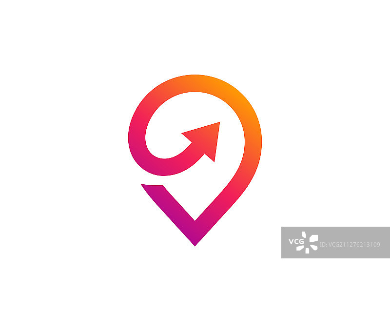 带箭头的地理标记或位置图钉logo图标设计图片素材