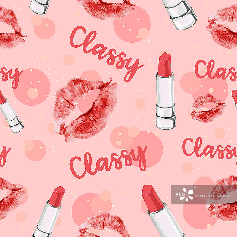 嘴唇亲吻和带有优雅文字的口红图片素材