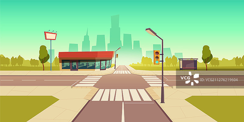 城市街道十字路口交通灯图片素材