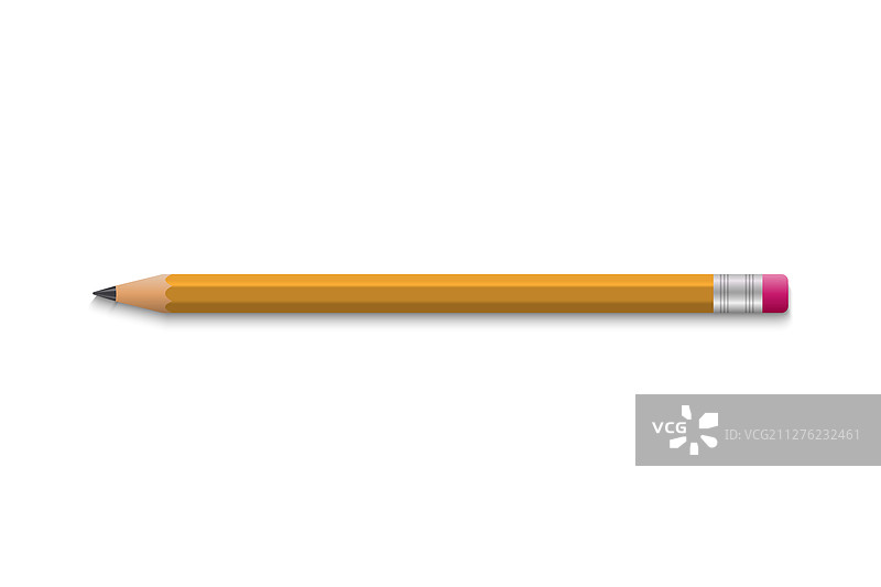 逼真的学生铅笔带橡皮图片素材