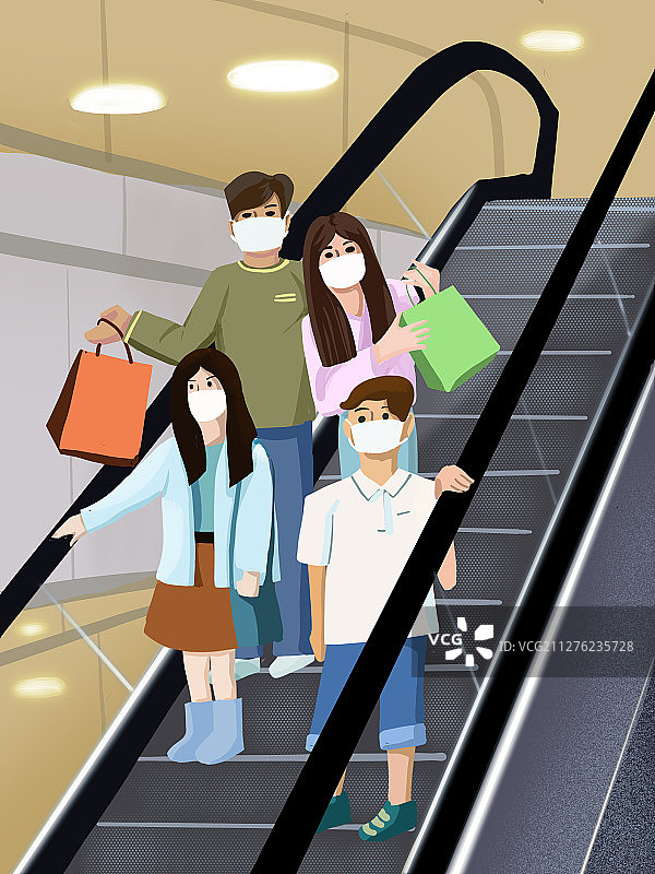 人口密集处戴口罩指引图片素材