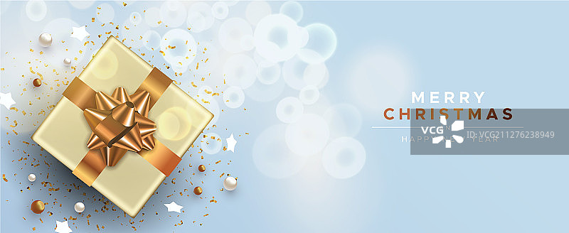 圣诞新年铜色俯视礼盒卡片图片素材