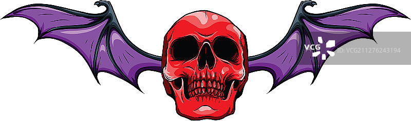 带蝙蝠翅膀的黑白骷髅图片素材