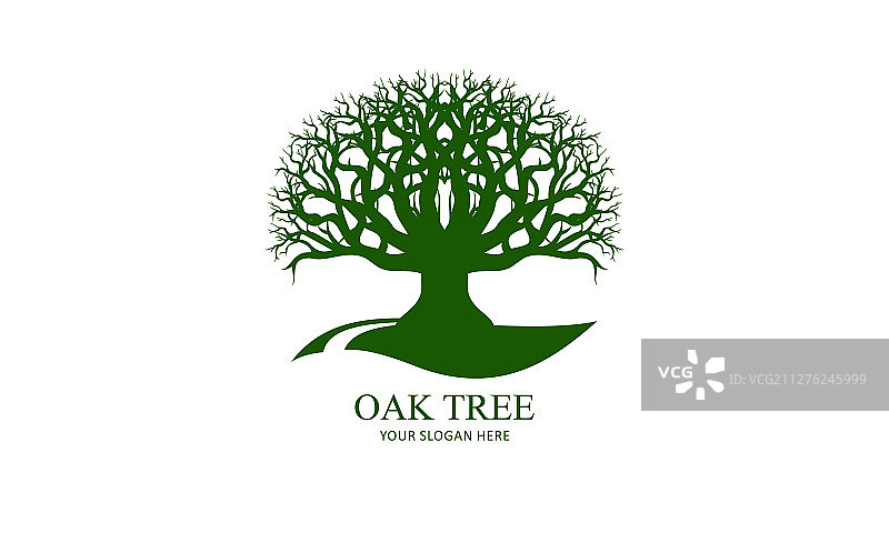 绿色创意橡树Logo设计符号图片素材