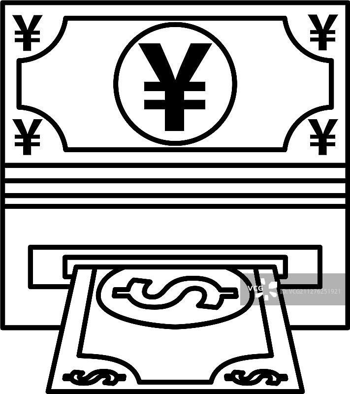 日元纸币与ATM机孔洞图片素材