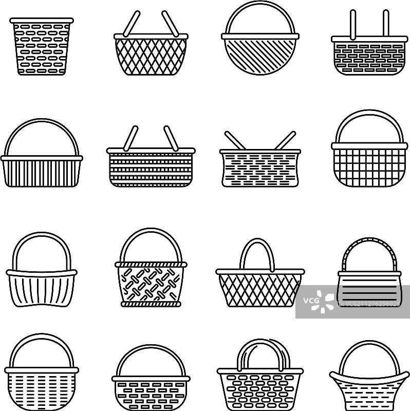 野餐柳条图标轮廓样式图片素材