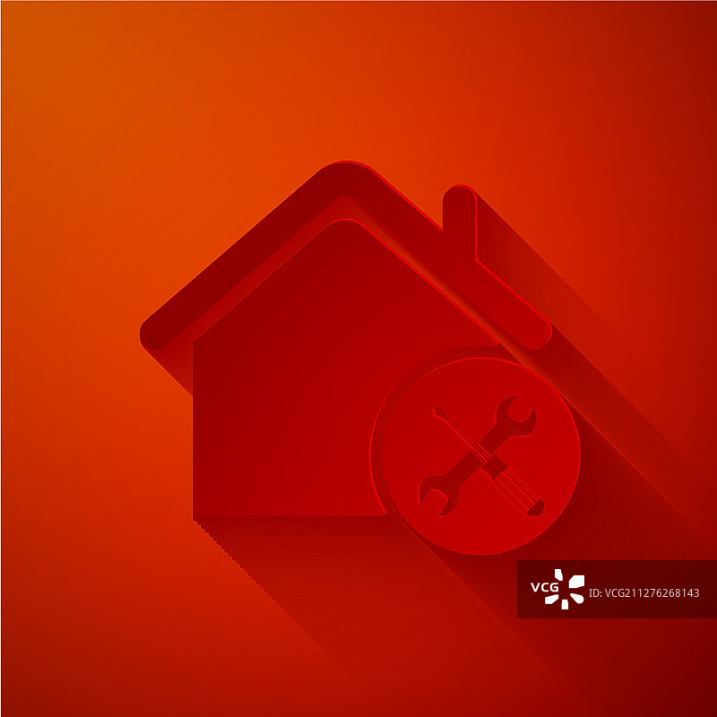 带有螺丝刀的剪纸房屋或住宅图片素材