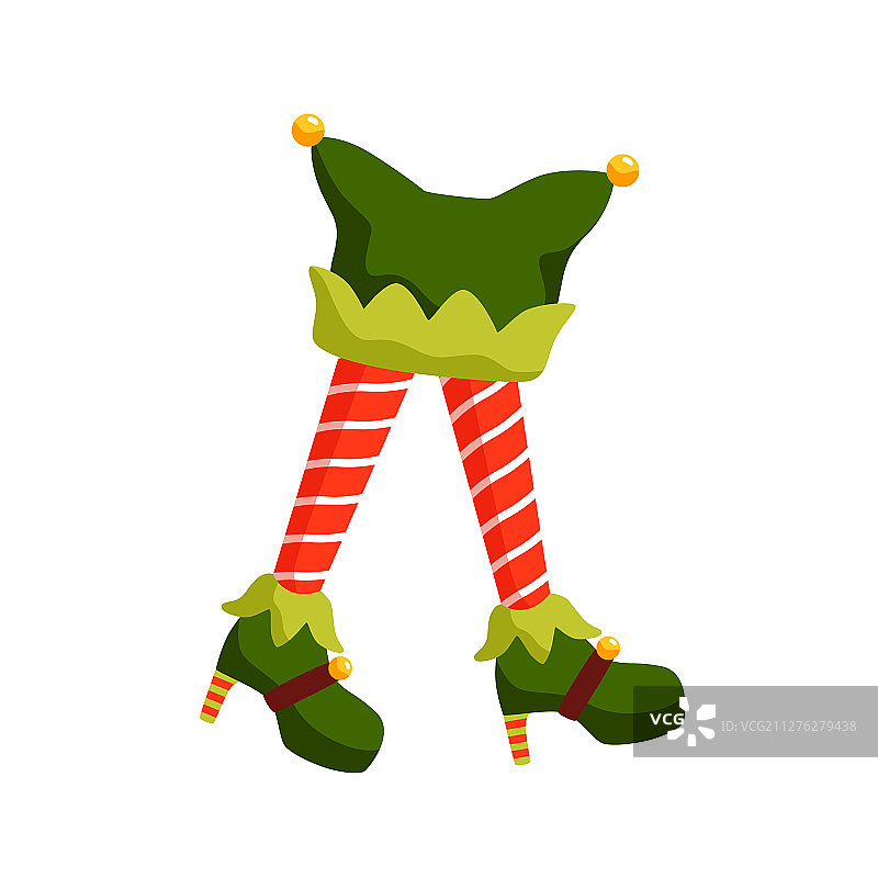 新年精灵脚丫扁平风格的圣诞老人图片素材