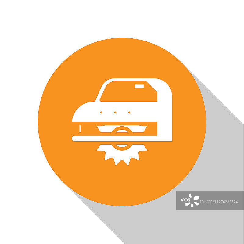 带钢齿的白色电动圆锯图片素材