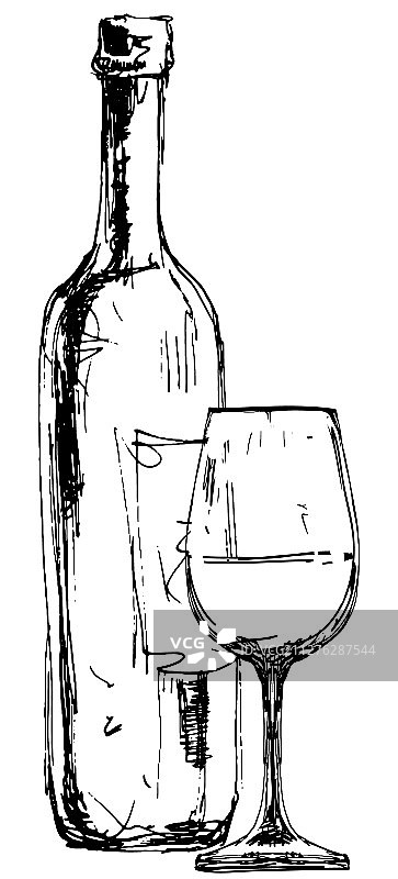 葡萄酒瓶与玻璃杯图片素材