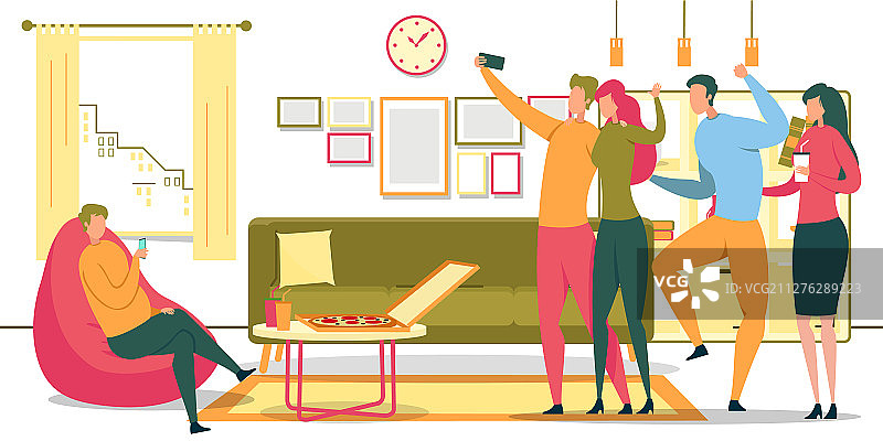 不良生活习惯扁平概念图片素材