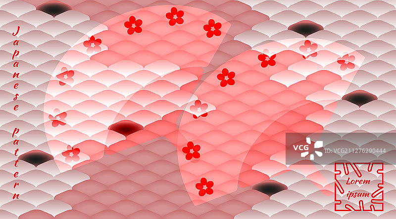 背景上的日本图案双扇图片素材