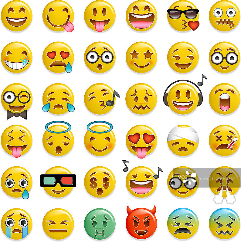 微笑表情符号光面套装图片素材