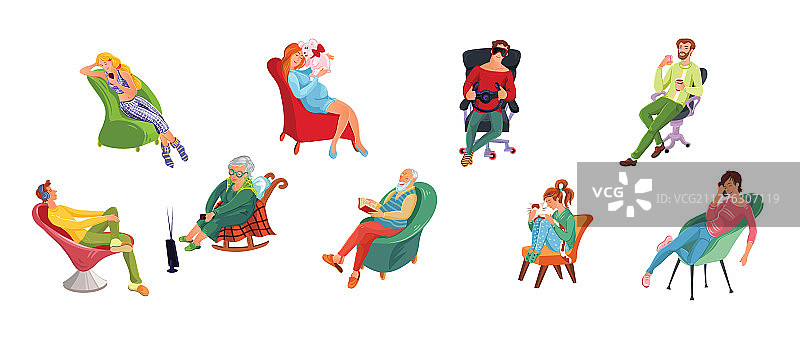 男人和女人们放松地坐着图片素材