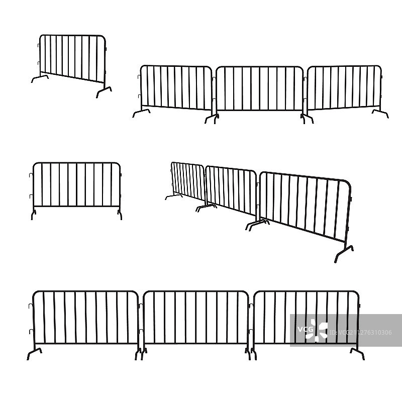 城市便携式钢制隔离栏黑色轮廓图片素材