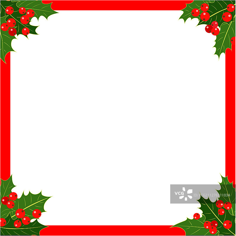 带有冬青的红色圣诞贺卡图片素材