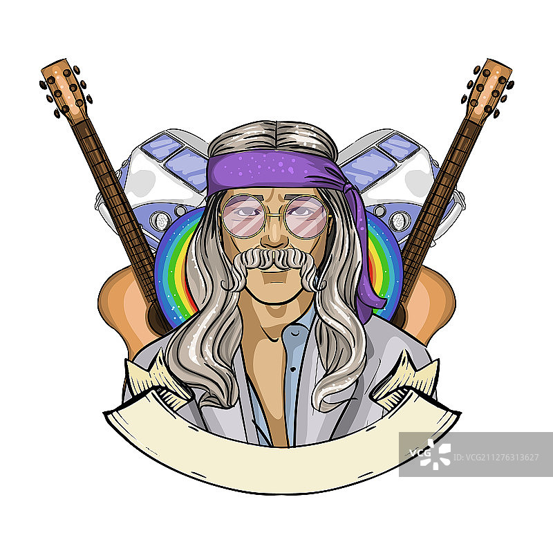 手绘嬉皮士男人图片素材